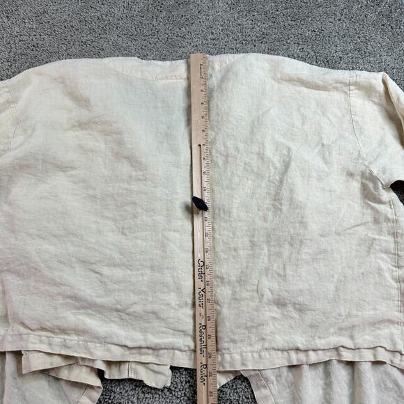 Bryn Walker Linen Jacket Womens L Cream Single Button Lagenlook Asymmetrical Hem - Picture 10 of 14